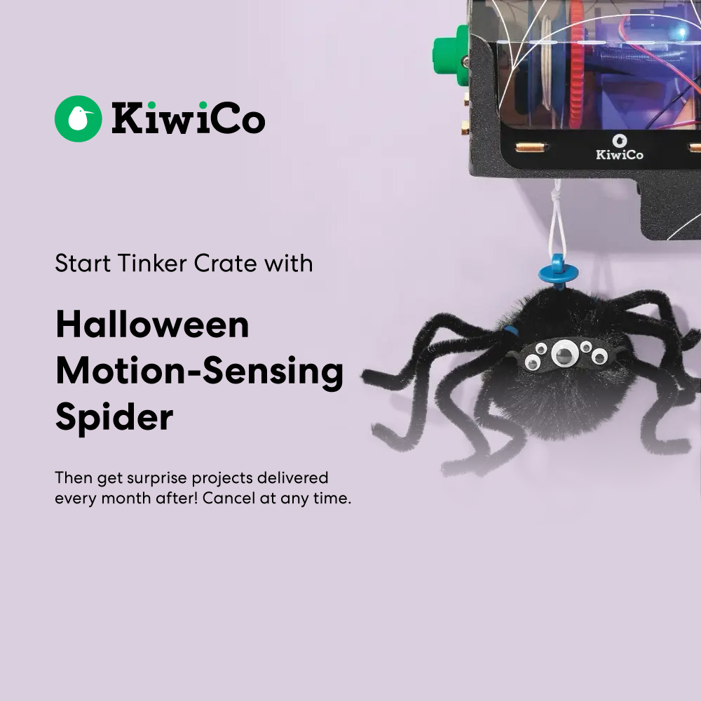 KiwiCo - Start Tinker Crate with Halloween Motion-Sensing Spider<br>Then get surprise projects delivered every month after! Cancel at any time.